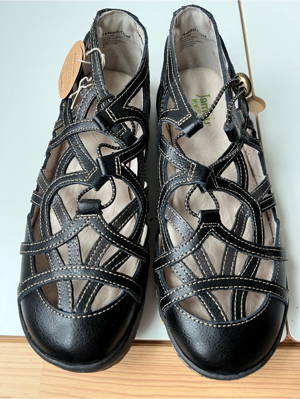 Jambu Black Leather Roman Gladiator Strappy Closed-Toe Sandals - Picture 6 of 14